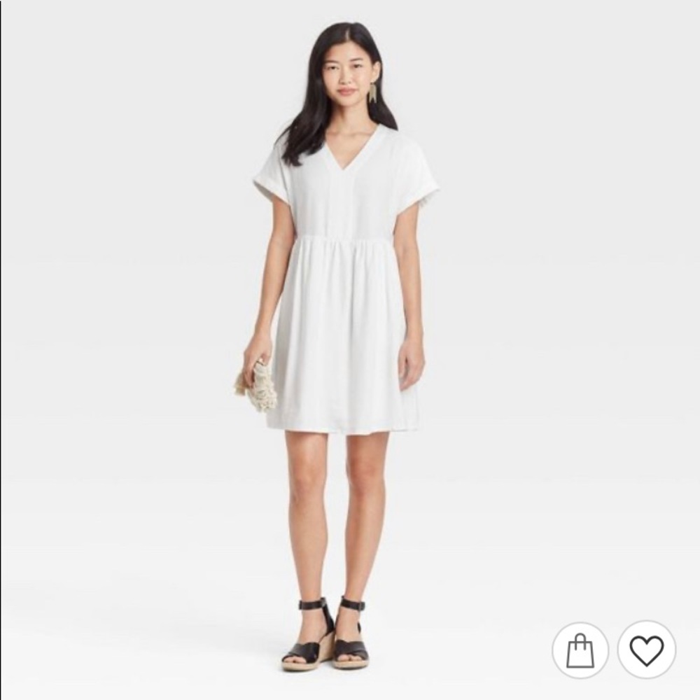 White linen blend babydoll dress. Never worn!
